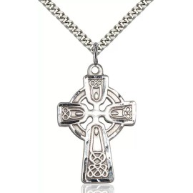 Bliss Sterling Silver Irish Cross Celtic Medal Pendant Necklace 24"Chain GiftBox