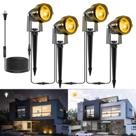 Low Voltage Landscape Lighting, Dusk to Dawn Outdoor Lighting, 20W 500LM LED Landscape Lights with Connectors, 12V Warm White 3000K Outdoor Spot Lights, IP65 Waterproof for Garden Yard Pathway, 4 Pack
