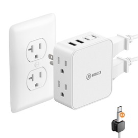 HONIZER Flat Outlet Extender with 4AC Side Outlet,Multi Plug with 20W USB C