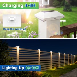 Solar Post Cap Lights Outdoor 12pack - Waterproof Solar Fence Post Lights Fit 4x4 Wooden/Vinyl Posts, White Solar Deck Post Lights Emit Warm White For Outside, Deck Fence/Backyard/Stair Railing/Porch