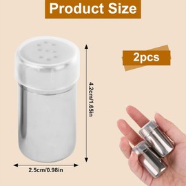 Aczyqws 2 PCS Salt and Pepper Shakers Set Stainless Steel Small Spice Shakers Portable Sugar Shakers with Transparent Cover for Home Kitchen Camping Restaurant Sugar Salt Flour Pepper Spice