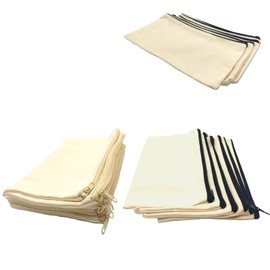 Solid Color Pouch Canvas Handmade Small Cosmetic Makeup Pen Holder, white (off-white)