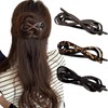 RYMAUP 3 Pieces Bowknot Hair Clips Leather Bow Twist Clip