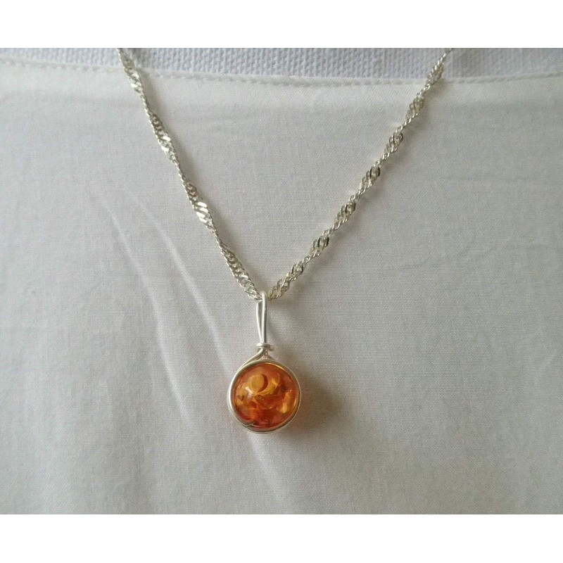 Silver-Plated Amber Tendre Pendant