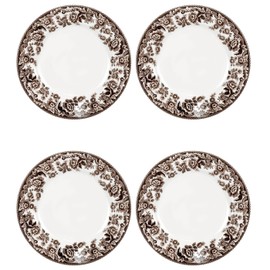 Spode Delamere Salad Plates Set of 4-8 Inch Dinnerware Dish, Dishwasher & Microwave Safe, Freezer Friendly - Holiday Tableware for Christmas, Thanksgiving, New Year - Made in England