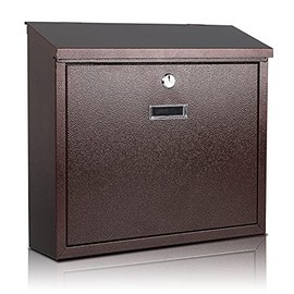 xydled Mail Boxes with Key Lock,Locking Mailbox Wall Mounted, Large Capacity, Galvanized Steel Cover Metal Postbox for House, 14 X 12.5 X 4.25 Inch,Bronze