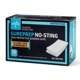 Medline Sureprep No-Sting Skin Protectant, 50 Wipes per Box.