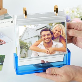 ZEEYUAN Desk Photo Album 6x4 Photo Book Slip in 60 Photos Acrylic Photo Frame and Photo Book 2 in 1