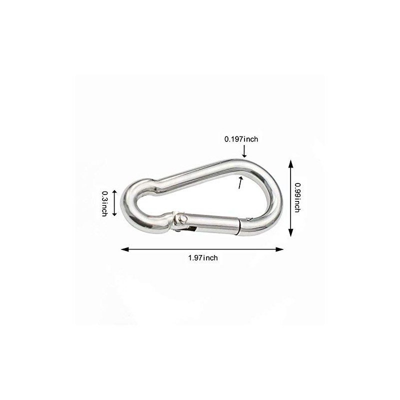 Carabiner Clip, Spring Snap Hooks, Heavy Duty Stainless Steel 304