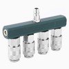 4 Way Air Hose Splitter, Brass Galvanised Pneumatic Connection Adapter,