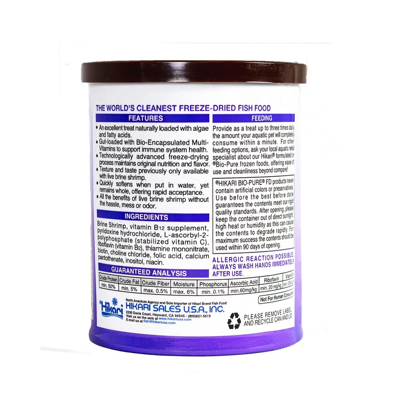 Hikari Bio-Pure Freeze Dried Brine Shrimp for Pets, 0.42-Ounce