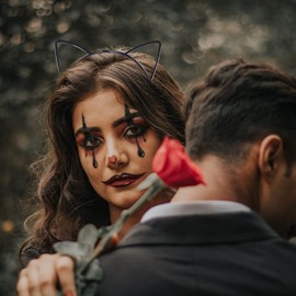 Rhoxshy 10Pcs Plastic Cat Ears Headband for Girls Women Sawtooth Kitty Ears Headwear Cats Accessories(Black)