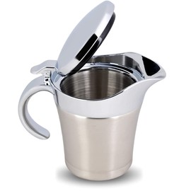 304 Stainless Steel Thermal Sauce Pot Jug, Double Wall Sauce Gravy Boat Pot Serving Jug Bucket for Gravy, Ketchup, Mustard, Cream, Salad Dressing, Milk(450ml)