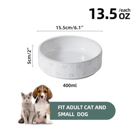 Havniva 6.1inch Wide Whisker Friendly Ceramic Set of 2 Cat Bowls, 1.7 Cups Food and Water Bowls for Kitty, Cats, Puppy, 2pcs Cat&Dog Bowls, Cat Feeder, Anti Whisker Fatigue(2 Bowls, Arctic White)