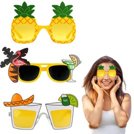 YREYBN Funny Sunglasses for Adults, 3 Pack Novelty Pineapple Sunglasses, Hawaiian-Themed Party Accessories for Beach Days and Costume Events, Plastic Sunglasses for Tropical Parties