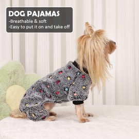 Dog Pajamas XX-Small Sized Dog, Cotton Stretchable Pet Dog Pajamas Jammies Puppy Outfit for XXS Dogs Female Male, Winter Doggie Pjs Doggy Dog Clothes for 2XS Dogs Girl (Grey, XXS