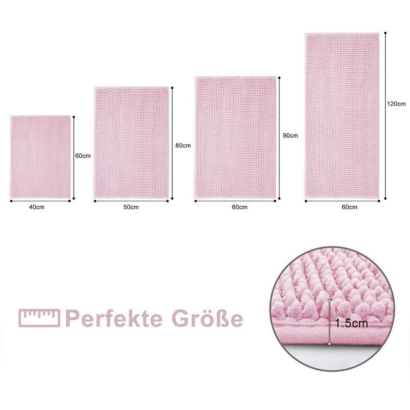 Homaxy Chenille Bathroom Rug, Non-Slip Bath Mat, Washable Bath Mat,