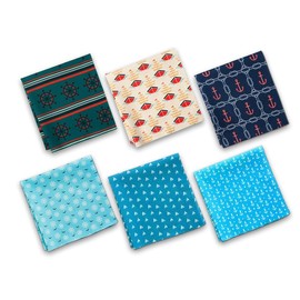 HexaFun 100% Organic Soft Cotton Unisex Handkerchiefs | Multicolor & Trendy Printed Hanky Designs | Soft & Breathable Fabric | Best For Styling & Everyday Use | Pack Of 6 | Vitamin Sea