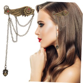 FOMIYES Chic Vintage Punk Hair Clip Hair Pin with Dangle Chain for Women Girls Metal Hair Accessories