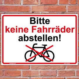 Sign "Bitte keine Fahrräder abstellen" Sign 210 x 140 mm Sturdy Aluminium Composite Plate 3 mm Thick Includes 4 Corner Holes