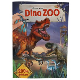 Depesche 13606 Create your Dino Zoo - Stickerbuch mit 24 vorgedruckten Seiten zum Gestalten von Dino Motiven, inkl. über 200 Sticker