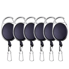 HiBD 6PCS Fishing Zinger Retractors with 360 Degree Rotation Buckle for Fishing Climbing Hiking Outdoor Sports