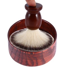 Kit de limpieza de afeitado de madera, tazón de jabón de afeitar de madera con cepillo de barba para hombres Juego de herramientas de peluquería con man go de limpieza facial profesional
