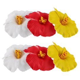 FOMIYES 6pcs Hawaiian Flower Hair Clips for Fabric Floral Hairpins with Bright Colors Lightweight Boho Barrettes for Vacation Beach Party Luau Wedding Accessories