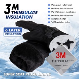 Pnosnesy Ski Gloves, Warmest Waterproof and Breathable Snow Gloves for Cold Weather, Fits Both Men & Women,for Parent Child Outdoor