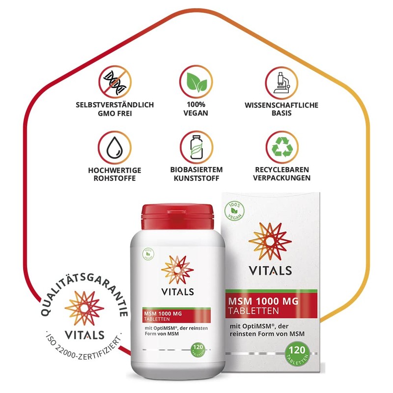 Vitals - MSM 1000mg 120 Tablets with OptiMSM from Bergstrom