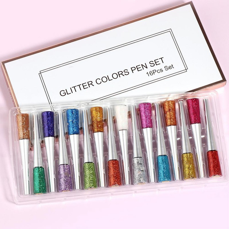 16 Colors Liquid Matte Eyeliner Set Colorful Shining Glitter Eye