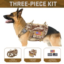 Forestpaw Dog Harness Medium Sized,Tactical Dog Harness with Handle,No Pull Military Style Service Dog Vest with Pockets Adjustable for Medium Large Dogs,Camouflage Brown,Chest 19.5-41.5"