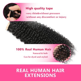 ShowJarlly Tape in Hair Extensions Human Hair 40 PCS 22 Inch Kinky Curly Tape in Hair Extensions Real Human Hair Invisible Double Sided Tape in Extensions for Black Women Tape Ins Natural Hair