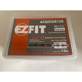 EzFit 5 lb Tub (705 Pcs) - EZFit Coated Tan Deck Screws # 8 1-5/8" w/ Free Bit Coarse