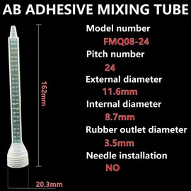 1:1/1:2 ratio glue gun nozzle, 10 PCS epoxy mixing nozzle FMQ08-24 mixing tube, for AB glue gun manual applicator, square static mixing nozzle tip resin mixer glue ink cartridge nozzle