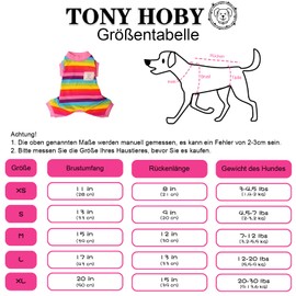 TONY HOBY Dog Pyjamas, 4-Leg Dog Pyjamas with Rainbow Stripes, Dog Jumpsuit, Onesies, Soft Lightweight for Small and Medium Dogs (Pink, Rainbow, XS)
