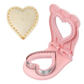sourcing map Crustless Sandwich Cutter, Heart Shape Uncrustable Sandwich Maker Sealer Press Bread Cookie Cutter and Sealer for DIY Breakfast Lunch Afternoon Tea (Pink)