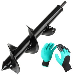 ASelected Earth Auger for Drill, Garden, Drill, Diameter 83 mm + Gloves, Garden Drill for Drill, Practical Planting Tool for Flowers, Planting Trees, Shrubs