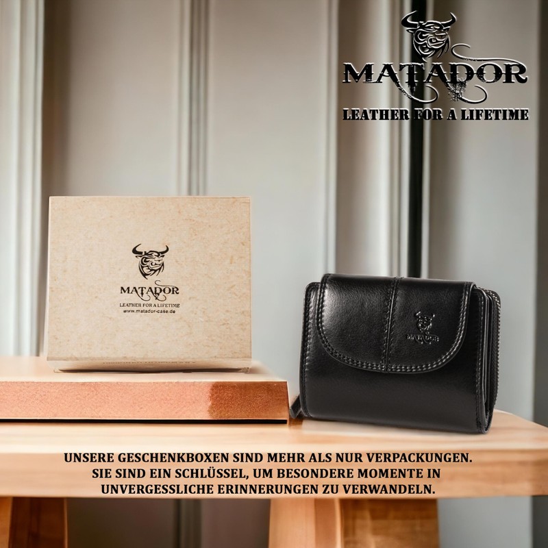 MATADOR Genuine Leather Women's Wallet RFID Protection Wallet Compact Leather,