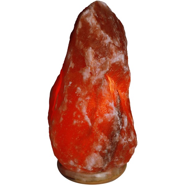 Deluxe Comfort Evaporat Himalayan, 11.5" Tall – Soft Calm Therapeutic Light – Naturally Formed Salt Crystal Design On Onyx Marble Base – Tibetan Evaporated Rock Lamps – Dark Orange Hu