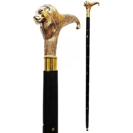 Dynamic Handcraft Solid Brass Lion Head Walking Cane | Handcrafted Vintage Wooden Folding Stick | 3-Section Foldable Design