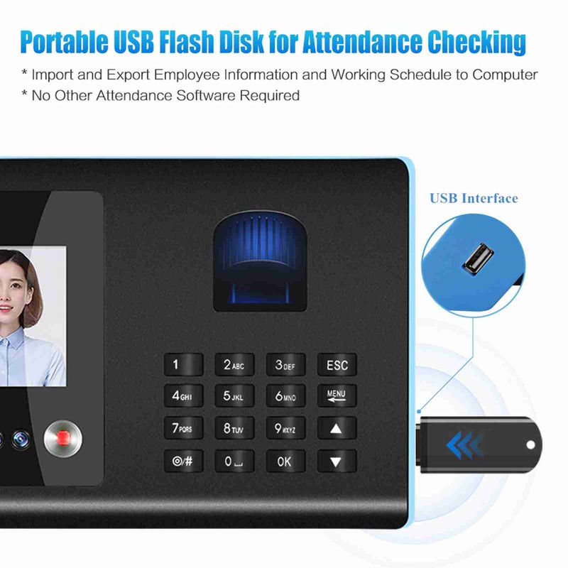 Intelligent Attendance Machine Face Fingerprint Password Checking-in Recorder for Employees