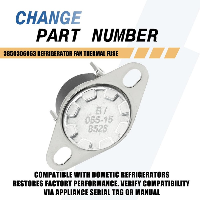 3850306063 Refrigerator Fan Thermal Fuse - Compatible with Dometic Refrigerators
