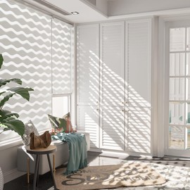 LazBlinds No Drill Cordless Zebra Blinds, 36" W x 48" H, White