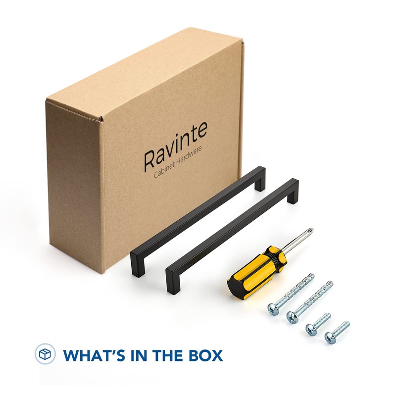 Ravinte 30 Pack Square Cabinet Pulls 10 Inch Black Kitchen