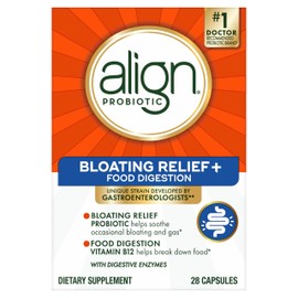 Align Align Probiotic Bloating Relief + Food Digestion, Probiotics for Women and Men, Promotes Digestive Health and Helps Support the Metabolism of Food*, 28 Capsules (Packaging May Vary)