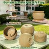 Rustic 4 inch Bonsai Plant Pot with Bamboo Tray Set