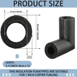 Frienda 12 Pack 1 Inch Pipe Insulation Foam Tube Elbow Insulation Tubing Elbows Water Freeze Protection Heat Preservation Foam Tube for Tubing Outdoor Water Pipe Protection (Stylish)