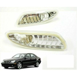 PS-AUTO Fit 2001-07 C230 Euro Chrome Clear W203 Front Bumper Side Marker Repeater Lights