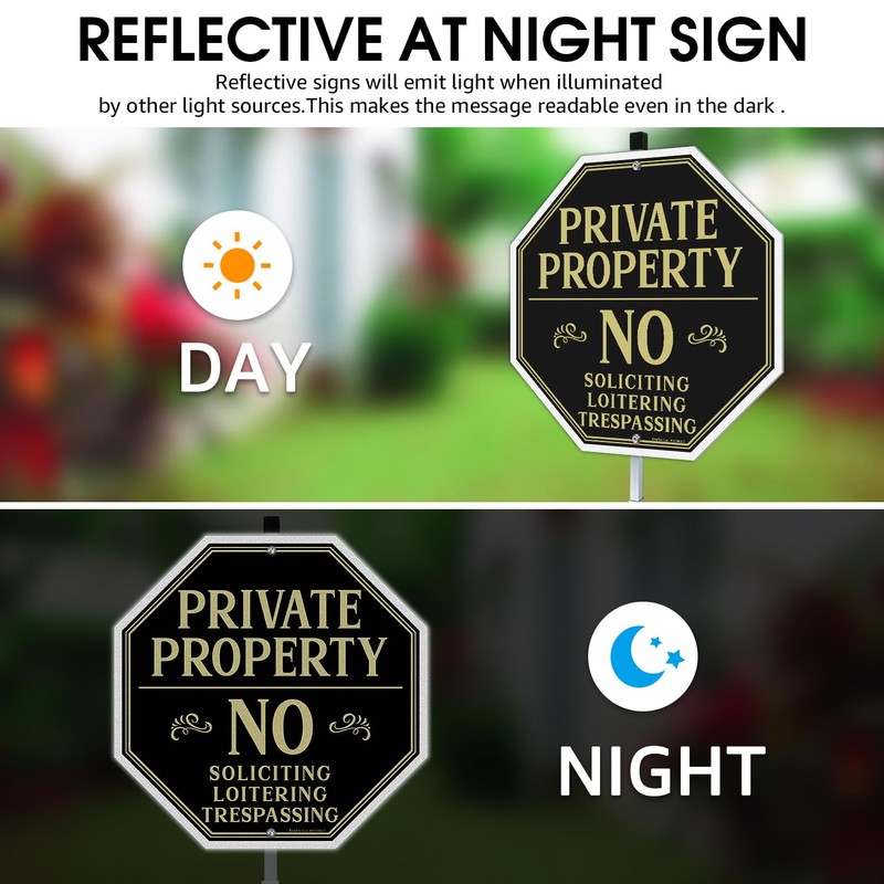 Faittoo Private Property No Soliciting Sign for House with 42"